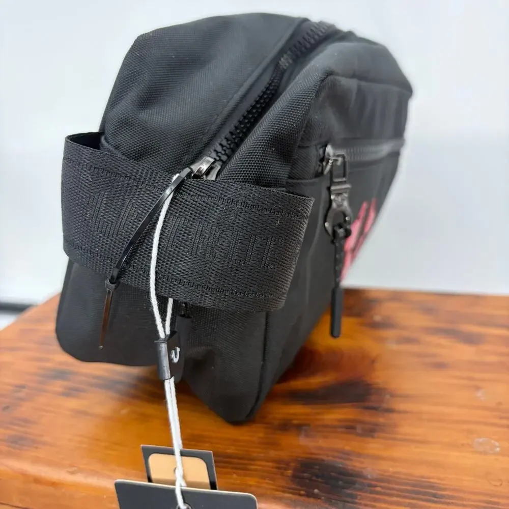 True Religion Horseshoe Logo Black Travel Toiletry Zip Up Bag w/ Travel Bottles